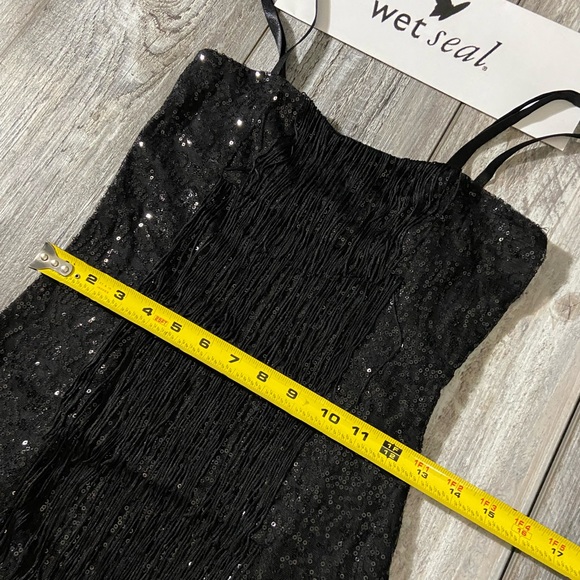 🎉 Wet Seal Black Sequence Flapper Style Mini Dress - S - Picture 4 of 8
